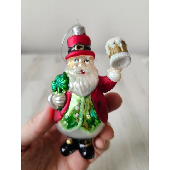 Scf Cannon falls Santa beer glass ornament leprechaun three-leaf clover St Patri - Picture 2 of 7